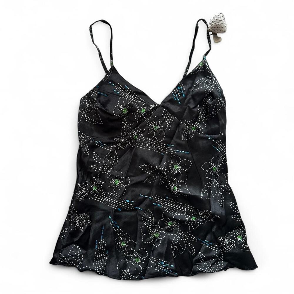 Billabong Y2k Black & Blue Floral Cami Top, Medium